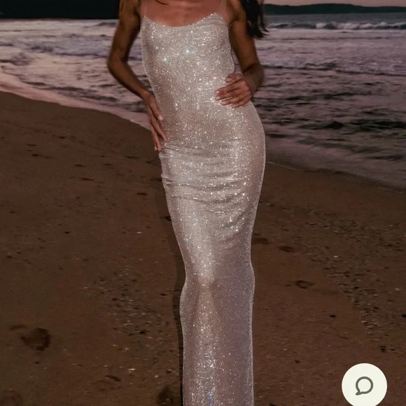 Meshki Jasmyn Hot Fix Dress in Nude, new - Picture 1 of 15